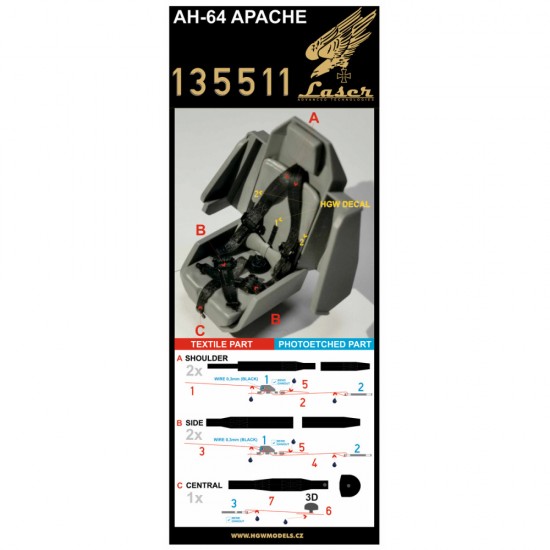 1/35 Ah-64 Apache Textile Seatbelts (microfibre and photo-etched buckles) 1/35 Ah-64 Apache Textile Seatbelts (microfibre and photo-etched buckles)