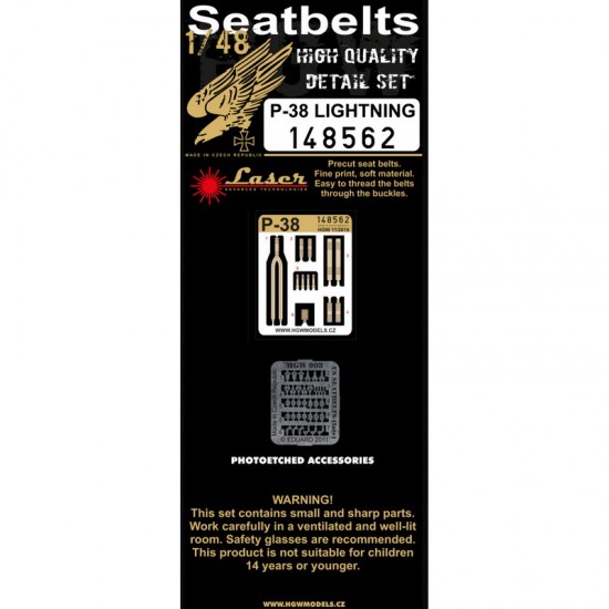 1/48 Lockheed P-38 Lightning Textile Seat Belts (laser) 1/48 Lockheed P-38 Lightning Textile Seat Belts (laser)