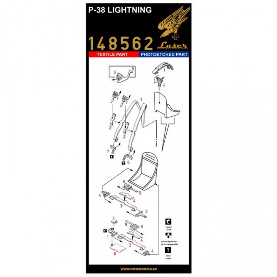 1/48 Lockheed P-38 Lightning Textile Seat Belts (laser) 1/48 Lockheed P-38 Lightning Textile Seat Belts (laser)