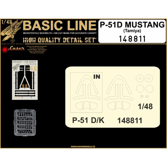 1/48 P-51D Mustang Seatbelts, Masks & Stencils for Tamiya kits (Laser Cut) 1/48 P-51D Mustang Seatbelts, Masks & Stencils for Tamiya kits (Laser Cut)