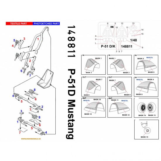 1/48 P-51D Mustang Seatbelts, Masks & Stencils for Tamiya kits (Laser Cut) 1/48 P-51D Mustang Seatbelts, Masks & Stencils for Tamiya kits (Laser Cut)
