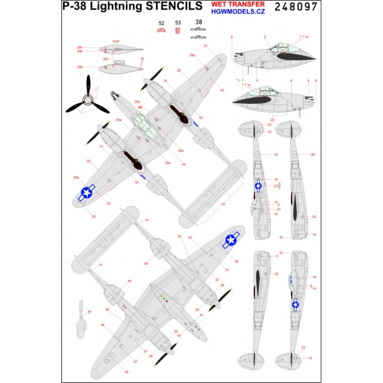 1/48 P-38 Lightning Seatbelts, Masking & Stencils Decals for Tamiya kits 1/48 P-38 Lightning Seatbelts, Masking & Stencils Decals for Tamiya kits