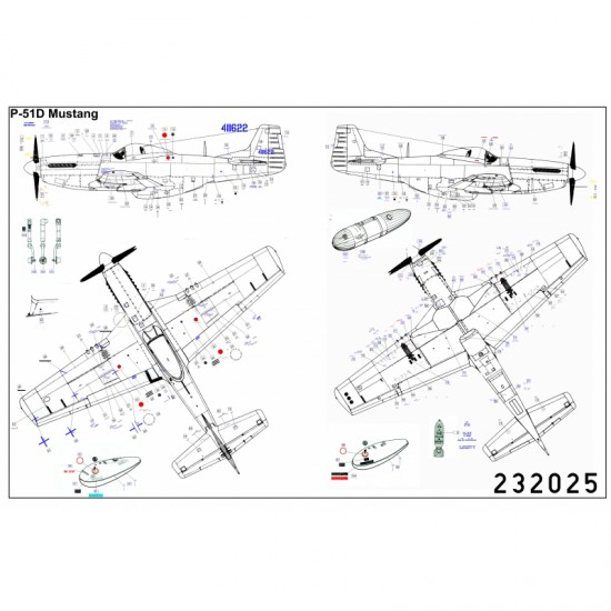 1/32 P-51 D/K Stencils & Markings Decals for Tamiya/Revell kits PLUS 1/32 P-51 D/K Stencils & Markings Decals for Tamiya/Revell kits PLUS