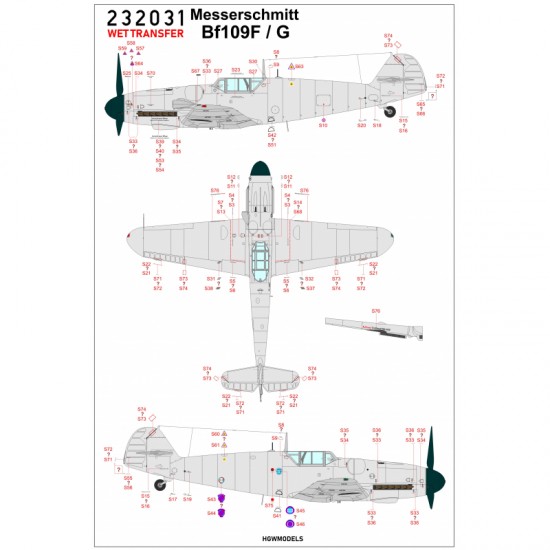 1/32 Bf109 F/G Stencils Decals 1/32 Bf109 F/G Stencils Decals