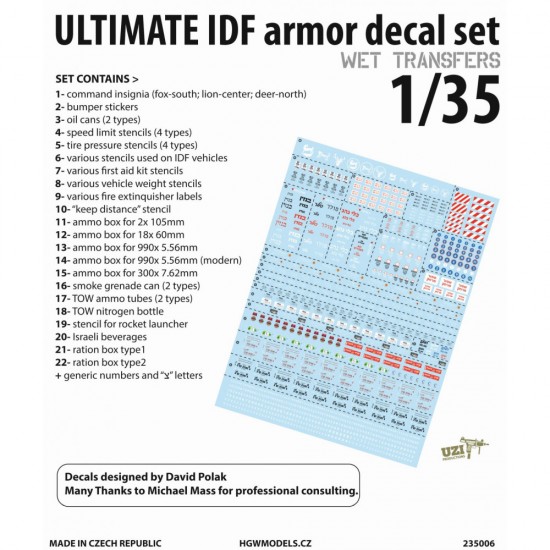 1/35 IDF Armour Decal Set 1/35 IDF Armour Decal Set