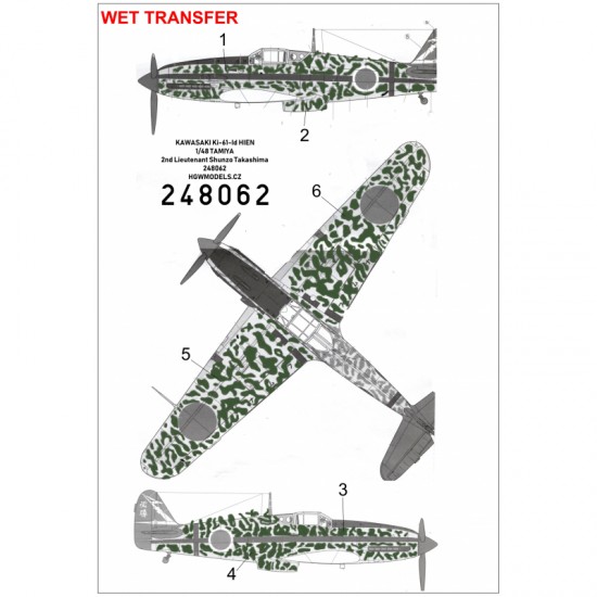 1/48 Ki-61-Id Camouflage 2nd Lieutenant Shunzo Takashima Decals for Tamiya kits 1/48 Ki-61-Id Camouflage 2nd Lieutenant Shunzo Takashima Decals for Tamiya kits
