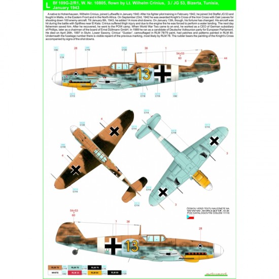 1/48 Bf109 Afrika Stencils & Markings for Eduard kits PLUS 1/48 Bf109 Afrika Stencils & Markings for Eduard kits PLUS