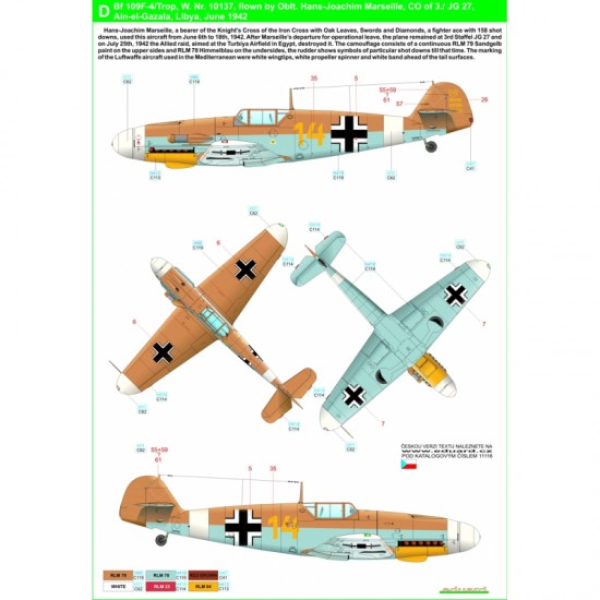 1/48 Bf109 Afrika Stencils & Markings for Eduard kits PLUS 1/48 Bf109 Afrika Stencils & Markings for Eduard kits PLUS