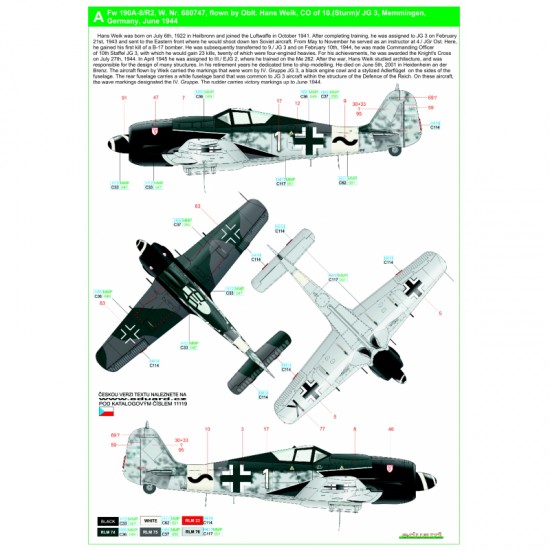 1/48 Focke Wulf Fw 190A8/R2 Reichsverteidigung Stencils & Markings Decals for Eduard kits 1/48 Focke Wulf Fw 190A8/R2 Reichsverteidigung Stencils & Markings Decals for Eduard kits
