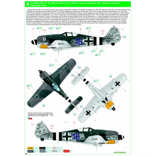 1/48 Focke Wulf Fw 190A8/R2 Reichsverteidigung Stencils & Markings Decals for Eduard kits 1/48 Focke Wulf Fw 190A8/R2 Reichsverteidigung Stencils & Markings Decals for Eduard kits