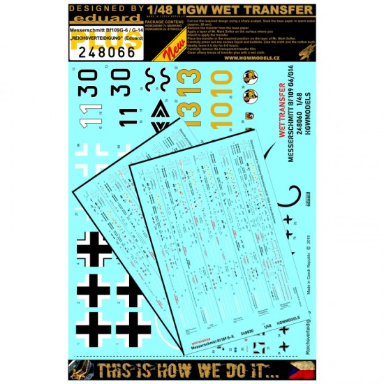 1/48 Bf109 G-6/G-14 Reichsverteidigung Stencils & Markings Decals for Eduard kits PLUS 1/48 Bf109 G-6/G-14 Reichsverteidigung Stencils & Markings Decals for Eduard kits PLUS