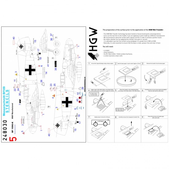 1/48 Bf109 G-6/G-14 Reichsverteidigung Stencils & Markings Decals for Eduard kits PLUS 1/48 Bf109 G-6/G-14 Reichsverteidigung Stencils & Markings Decals for Eduard kits PLUS