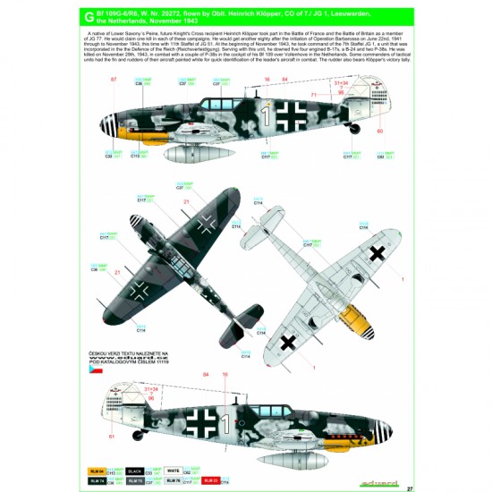 1/48 Bf109 G-6/G-14 Reichsverteidigung Stencils & Markings Decals for Eduard kits PLUS 1/48 Bf109 G-6/G-14 Reichsverteidigung Stencils & Markings Decals for Eduard kits PLUS
