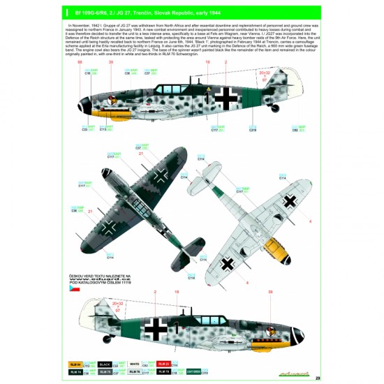 1/48 Bf109 G-6/G-14 Reichsverteidigung Stencils & Markings Decals for Eduard kits PLUS 1/48 Bf109 G-6/G-14 Reichsverteidigung Stencils & Markings Decals for Eduard kits PLUS