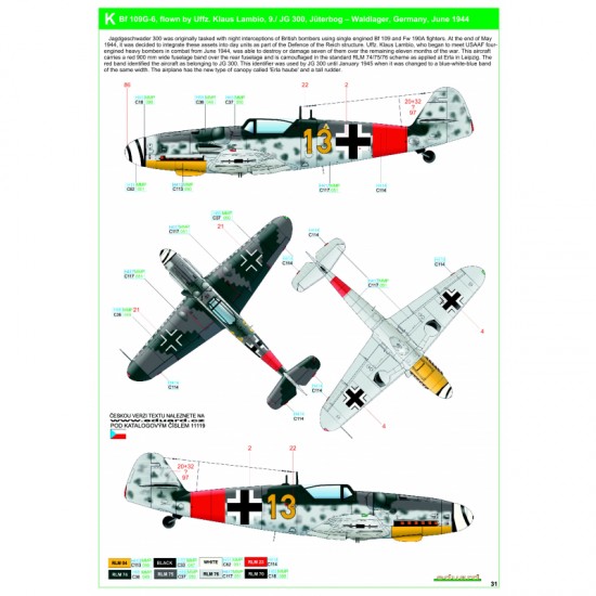 1/48 Bf109 G-6/G-14 Reichsverteidigung Stencils & Markings Decals for Eduard kits PLUS 1/48 Bf109 G-6/G-14 Reichsverteidigung Stencils & Markings Decals for Eduard kits PLUS