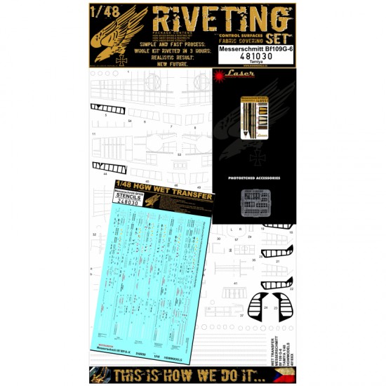1/48 Messerschmitt Bf109G-6 Riveting Set for Tamiya kits 1/48 Messerschmitt Bf109G-6 Riveting Set for Tamiya kits