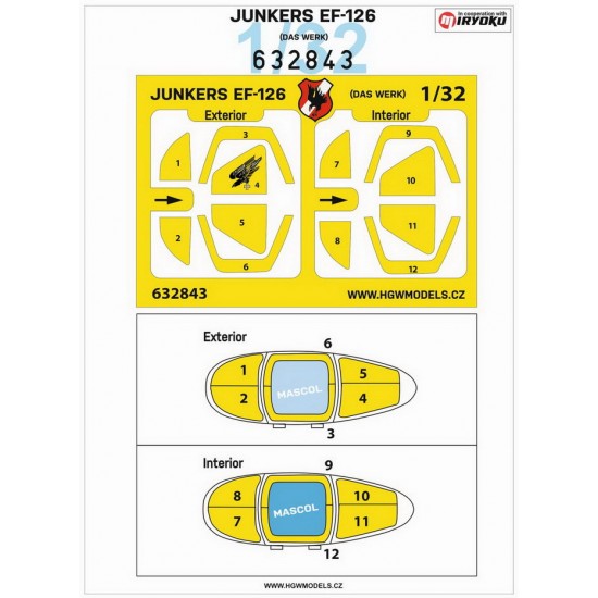 1/32 Junkers EF-126 Paint Masking for DAS WERK kits 1/32 Junkers EF-126 Paint Masking for DAS WERK kits