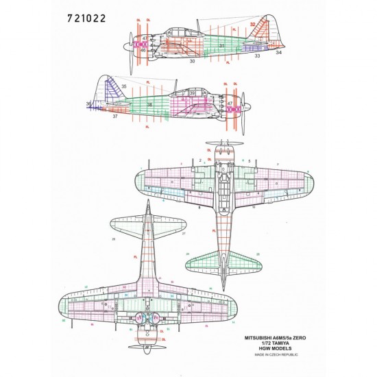 Decals for 1/72 A6M5 ZERO 5 Positive Rivets for Tamiya kits Decals for 1/72 A6M5 ZERO 5 Positive Rivets for Tamiya kits