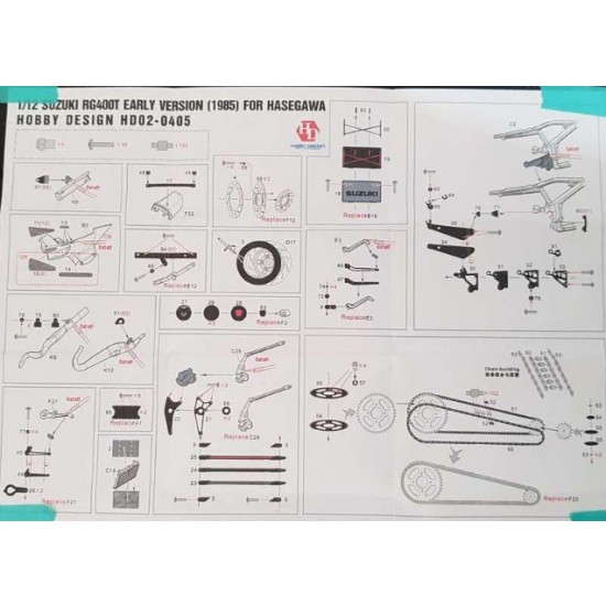 1/12 Suzuki RG400T Early Version 1985 Detail Set for Hasegawa kits 1/12 Suzuki RG400T Early Version 1985 Detail Set for Hasegawa kits