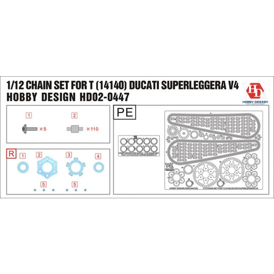 1/12 Chain Set for Tamiya Ducati V4 #14140 1/12 Chain Set for Tamiya Ducati V4 #14140