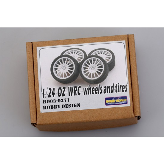 1/24 OZ WRC Wheels and Tyres set (4x Wheel + 4x Tyre + Air Valves)