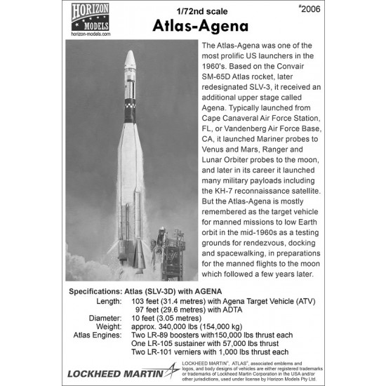 1/72 Atlas-Agena SLV-3D with ATV 1/72 Atlas-Agena SLV-3D with ATV