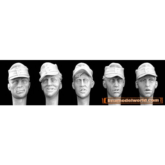 1/35 5x Heads in German M43 Field Caps 1/35 5x Heads in German M43 Field Caps