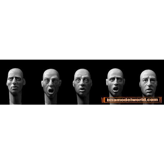 1/35 5x Heads with Anxious or Frightened Expressions 1/35 5x Heads with Anxious or Frightened Expressions
