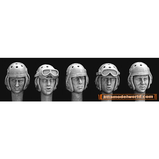 1/35 5x Heads in WWII US Tanker Helmets 1/35 5x Heads in WWII US Tanker Helmets