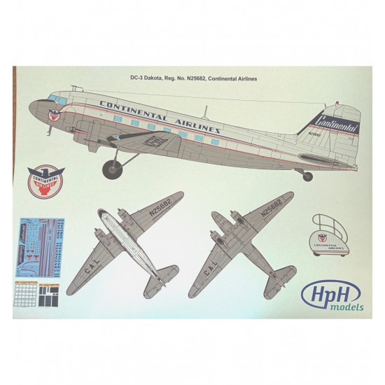 1/32 Douglas DC-3 Dakota with Highly Detailed Interior. Decals for Continental Airlines 1/32 Douglas DC-3 Dakota with Highly Detailed Interior. Decals for Continental Airlines