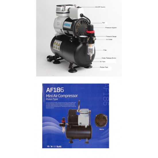Airbrush Compressor (pump) w/Cooling Fan and Tank