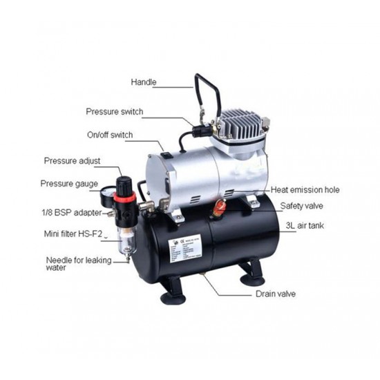 Airbrush Compressor with Pressure Gauge Airbrush Compressor with Pressure Gauge