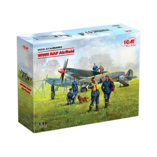 1/48 WWII RAF Airfield Spitfire IX, VII, Pilots & Ground Personnel (3 kits & 7 figures) 1/48 WWII RAF Airfield Spitfire IX, VII, Pilots & Ground Personnel (3 kits & 7 figures)