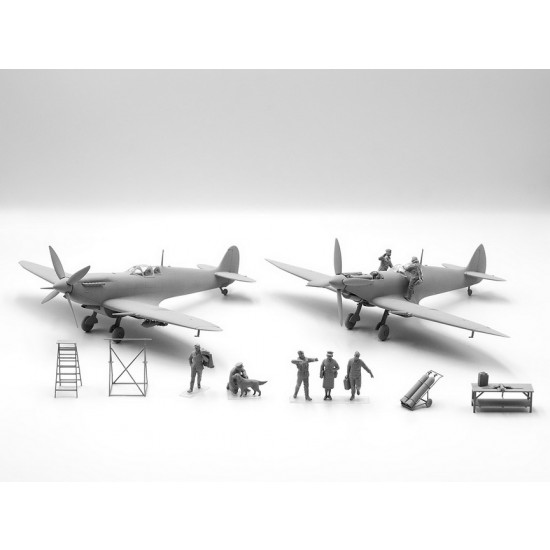 1/48 WWII RAF Airfield Spitfire IX, VII, Pilots & Ground Personnel (3 kits & 7 figures) 1/48 WWII RAF Airfield Spitfire IX, VII, Pilots & Ground Personnel (3 kits & 7 figures)