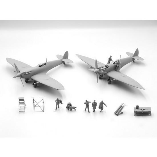 1/48 WWII RAF Airfield Spitfire IX, VII, Pilots & Ground Personnel (3 kits & 7 figures) 1/48 WWII RAF Airfield Spitfire IX, VII, Pilots & Ground Personnel (3 kits & 7 figures)