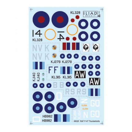 Decals for 1/48 RAF Republic P-47 Thunderbolt Decals for 1/48 RAF Republic P-47 Thunderbolt