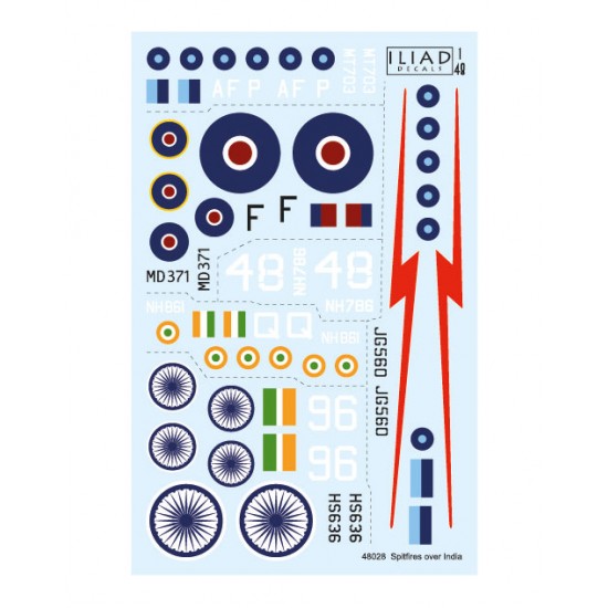 Decals for 1/48 Supermarine Spitfire over India Decals for 1/48 Supermarine Spitfire over India