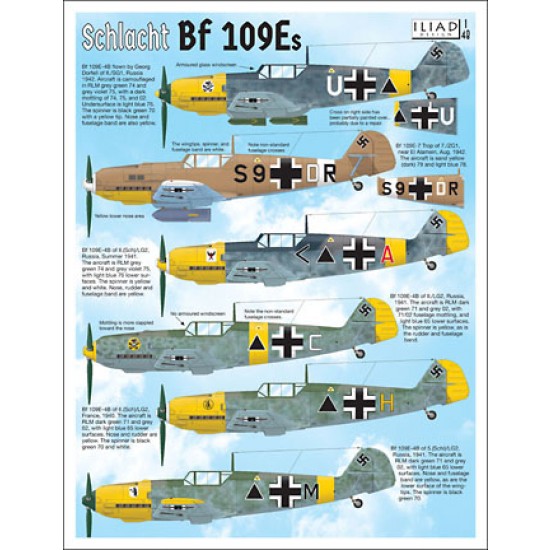 Decals for 1/48 Messerschmitt Bf 109E Schlacht units Decals for 1/48 Messerschmitt Bf 109E Schlacht units