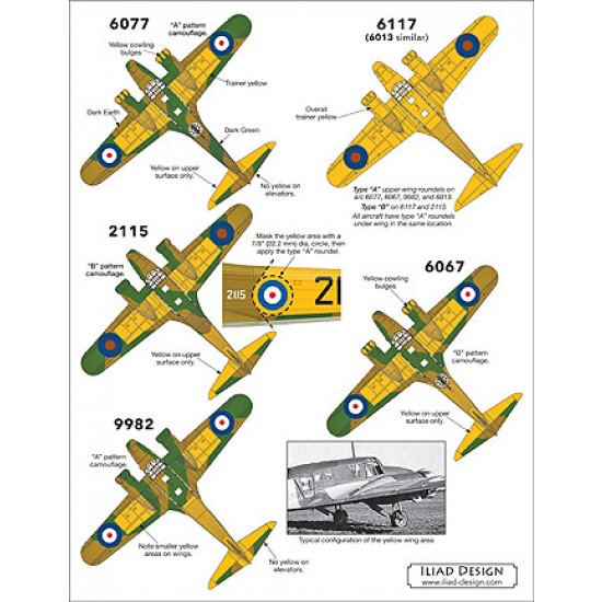 Decals for 1/48 BCATP Camouflaged & Yellow Avro Ansons Decals for 1/48 BCATP Camouflaged & Yellow Avro Ansons
