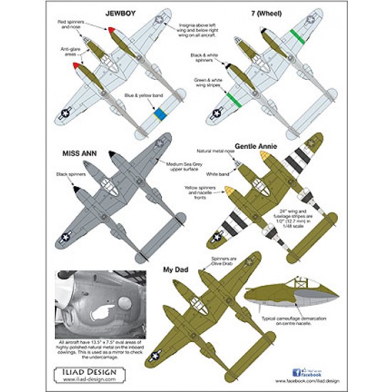 Decals for 1/48 Lockheed P-38J Lightnings, European& Pacific Theaters Decals for 1/48 Lockheed P-38J Lightnings, European& Pacific Theaters