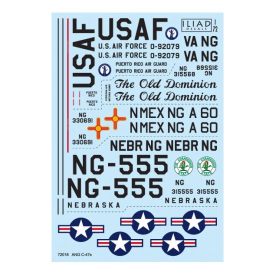 Decals for 1/72 ANG Douglas C-47 Skytrain Decals for 1/72 ANG Douglas C-47 Skytrain
