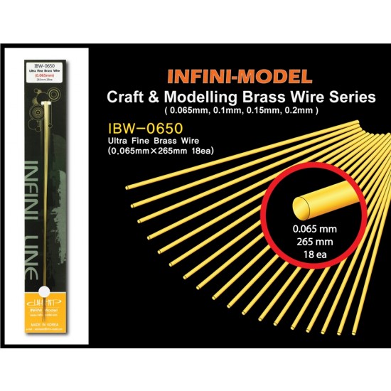 Ultra Fine Brass Wire (0.065mm x 265mm, 18pcs) Ultra Fine Brass Wire (0.065mm x 265mm, 18pcs)