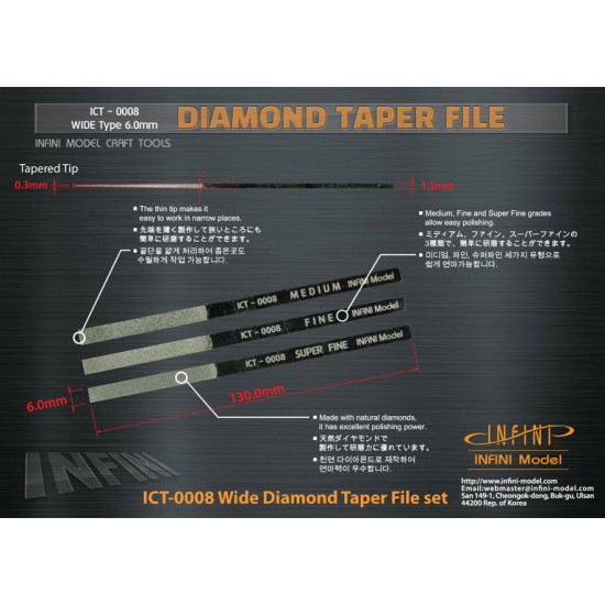 Diamond Taper File 3 Way System (6.0mm Wide type)