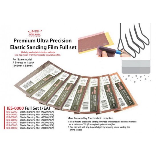 Ealastic Sanding Film Full Set - #220 #400 #600 #800 #1000 #1500 #2500 Ealastic Sanding Film Full Set - #220 #400 #600 #800 #1000 #1500 #2500