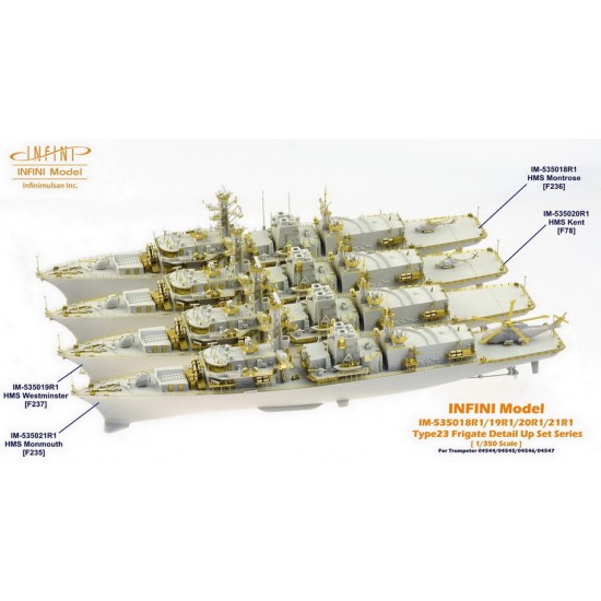 1/350 HMS Westminster F237 Type 23 Frigate Detail-up Set for Trumpeter kit #04546 1/350 HMS Westminster F237 Type 23 Frigate Detail-up Set for Trumpeter kit #04546