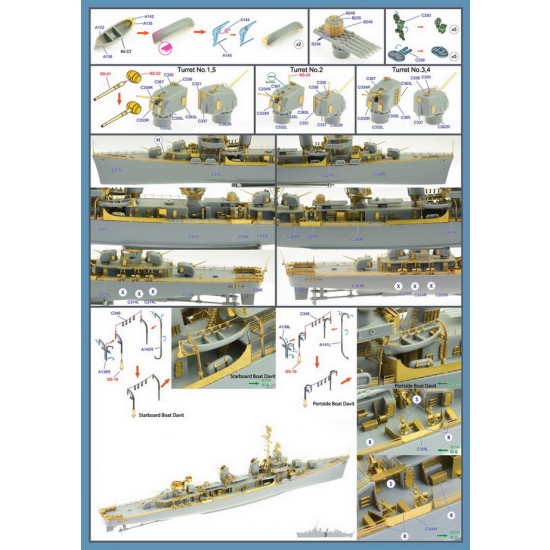 1/350 US Navy DD445 Fletcher Detail-Up Set for Tamiya kit #78012 1/350 US Navy DD445 Fletcher Detail-Up Set for Tamiya kit #78012
