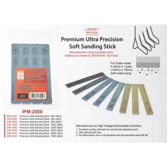 Premium Soft Sanding Stick (Matador) #2000 (4pcs) Premium Soft Sanding Stick (Matador) #2000 (4pcs)