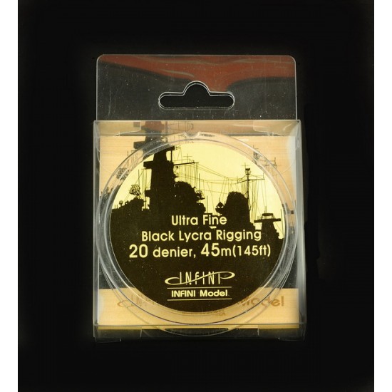 1/700 Black Ship Rigging 20 Denier - Ultra Fine (45m / 145ft) 1/700 Black Ship Rigging 20 Denier - Ultra Fine (45m / 145ft)