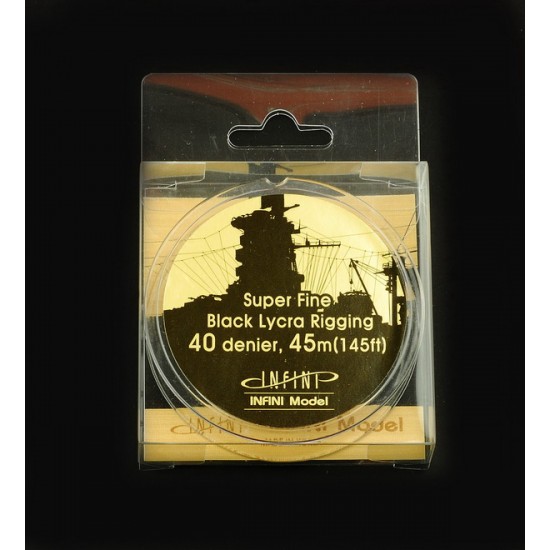 1/350, 1/700 Black Ship Rigging 40 Denier - Super Fine (45m / 145ft) 1/350, 1/700 Black Ship Rigging 40 Denier - Super Fine (45m / 145ft)