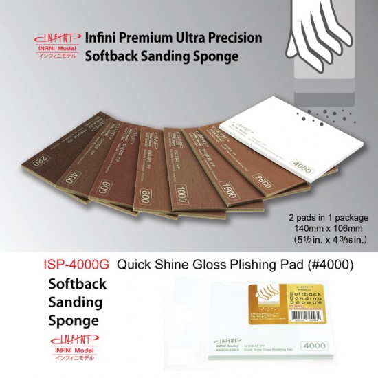 Softback Sanding Sponge - Quick Shine Gloss Polishing #4000 (2pads, 14cm x 10.6cm) Softback Sanding Sponge - Quick Shine Gloss Polishing #4000 (2pads, 14cm x 10.6cm)